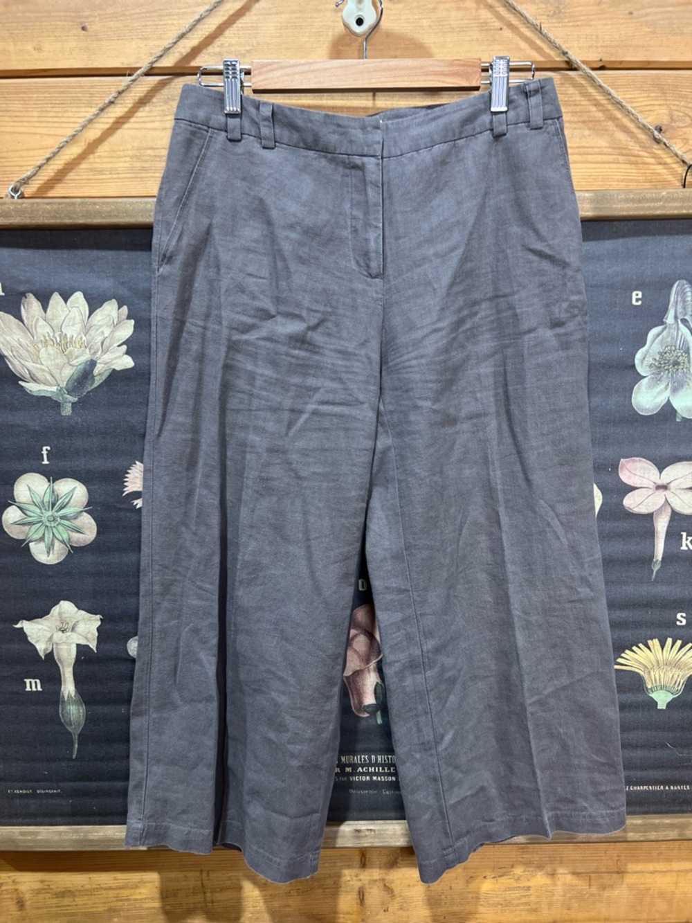 Sigrid Olsen 100% Linen Dark Taupe Matching Set Jacket Petite 8 Pants Petite 6 - Picture 5 of 15